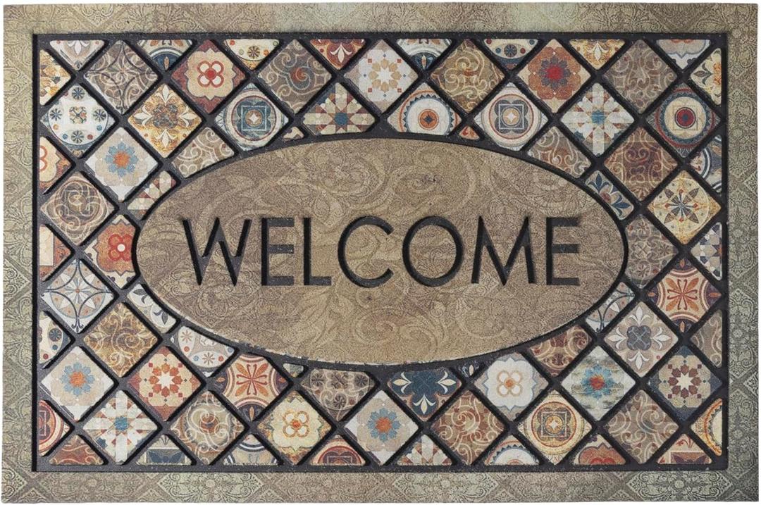 Durable Welcome Door Mats 24x36 Large Front Door Mat Heavy Duty Outdoor Mat for Home Entrance Non-Slip Rubber Outside Door Mat Entryway Floor MatsFlower