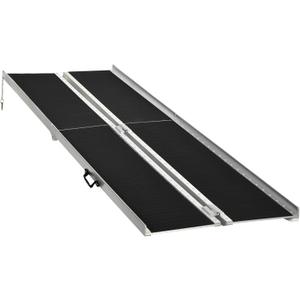 HOMCOM Wheelchair Ramp 10FT, Folding Aluminum Threshold Ramp with Non-Slip Surface, Transition Plate, 594lbs Weight Capacity for Home, Doorways, Curbs, Steps HOMCOM Wheelchair Ramp 10FT, Folding Aluminum Threshold Ramp with Non-Slip Surface, Transition Plate, 594lbs Weight Capacity for Home, Doorways, Curbs, Steps
