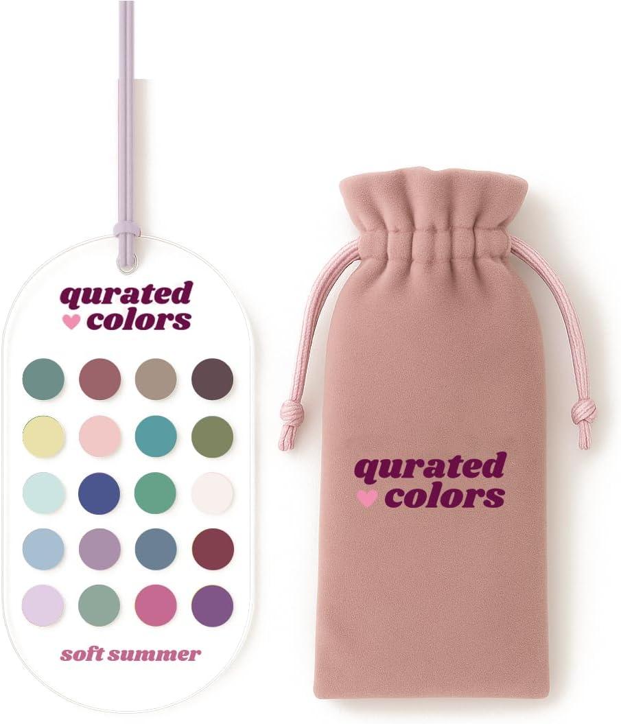 Seasonal Color Analysis Swatch Card - 12 Subseason Options on Acrylic Card with Velvet Pouch (Soft Summer)