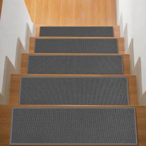 Stair Treads with Non-Slip Rubber Backing, Stair Treads for Wooden Steps, Indoor Stair Carpet Runners, Stair Rugs and Mats for Kids and Dogs, Gray, 8" x 30", 15 Pieces (Grey)