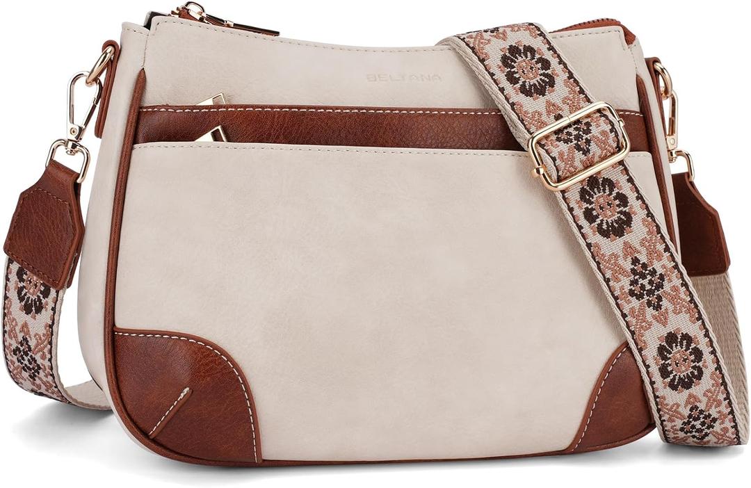 BELTANA Medium Crossbody Bags for Women Trendy Vegan Leather Hobo Purses Shoulder Handbags with Wide Adjustable Strap | Multiple Pockets