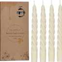 Beeswax White Spiral Candles 7", Natural Beeswax Taper Candle Twisted Taper Candles Set of 4,Dripless White Candlesticks,Clean Burning Unscented Candle Sticks for Christmas Home Dinner Wedding