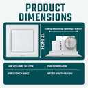 Bathroom Exhaust Fan, 12 INCH, Upgraded Quiet Square Vent Fans, 141 CFM, for Bathroom, Office, Home