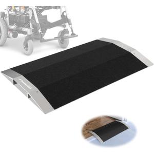 Ruedamann 27.6" W x 1" H Wheelchair Ramp, 600lbs Capacity, Bridge Threshold Ramp with Supporting Frame and Non-Slip Surface, Aluminum Ramp for Wheelchairs, Stairs, Vans, Steps