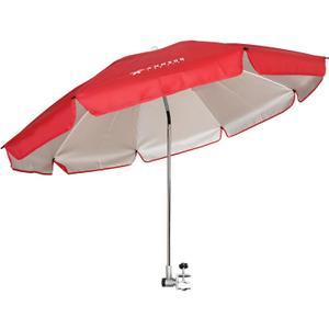 AMMSUN Chair Umbrella with Universal Clamp Adjustable 47 inches and 360° Swivel & UPF 50+ Protection Portable Sun Umbrella, Secure Clip on Camping/Beach Chairs, Stroller, Wheelchair, Golf cart, Lounger, Red, Large-sized