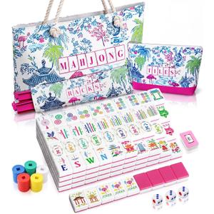 Ceenna American Mahjong Set Complete 160 Pcs, Rose Pink Back, 1.2 x 0.9 x 0.6 inches