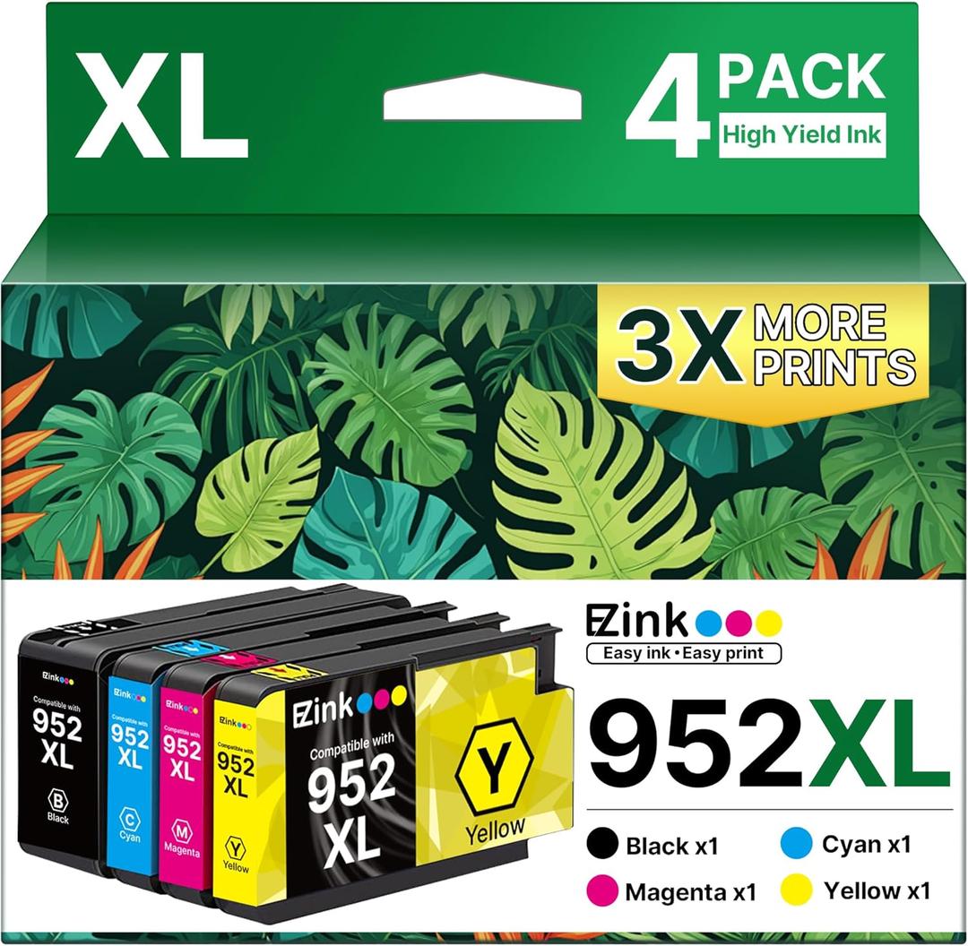 E-Z Ink 952XL Ink Cartridges Combo Pack 4 Pack Compatible for HP 952 XL 952XL Ink Cartridge Latest Upgrade to Use with HP Officejet Pro 8710 7740 8720 8210 8715 8740 8725 (Black Cyan Magenta Yellow)