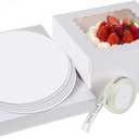12pcs 10x10x5 Inches Cake Boxes,6pcs White Boxes and 6pcs Boards,Cajas Pasteles for Disposable 10 inch Cake box with Window (White, 10 * 10 * 5inch/12pcs)
