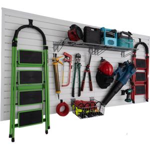 FRAYSCENT Slat Wall Paneling Garage Slat Wall Storage Systems Slatwall Panels Power Tool Organizer Wall Mount, PVC Garage Storage & Organization Products Slate Board (White, 4ft x 8ft)