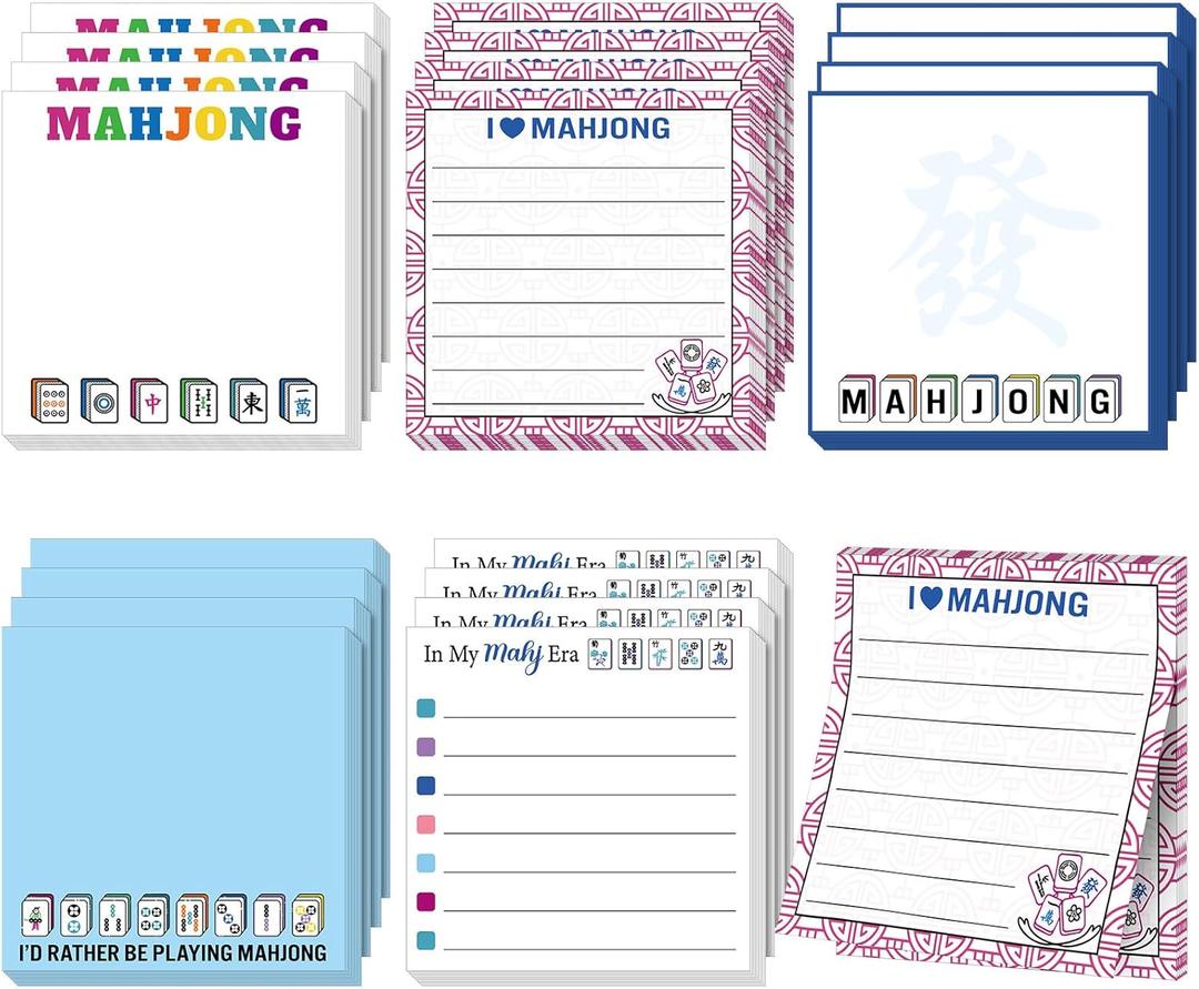 Gueevin 20 Pcs Mahjong Sticky Notes Gifts Self Adhesive Mah Jong Notepads Mahjong Lovers Gifts for Home Office School Mah Jong Party Decorations Supplies, 3" x 3"(Retro Style)