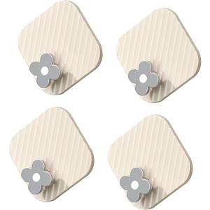 Strong Adhesive, Waterproof Adhesive Hooks, with Strong Load Capacity, Premium ABS Plastic, Easy Installation, Stylish Design, 4PCS, Wall Hangers with No Drill, for Kitchen (White)