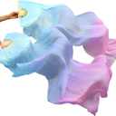 Professional Chinese Dance Fans - Handmade Faux Silk & Bamboo Foldable Fans | Belly Dancing Performance Set with Multiple Colors | Traditional Silk Fan Pair (Medium, H-1-bpp)