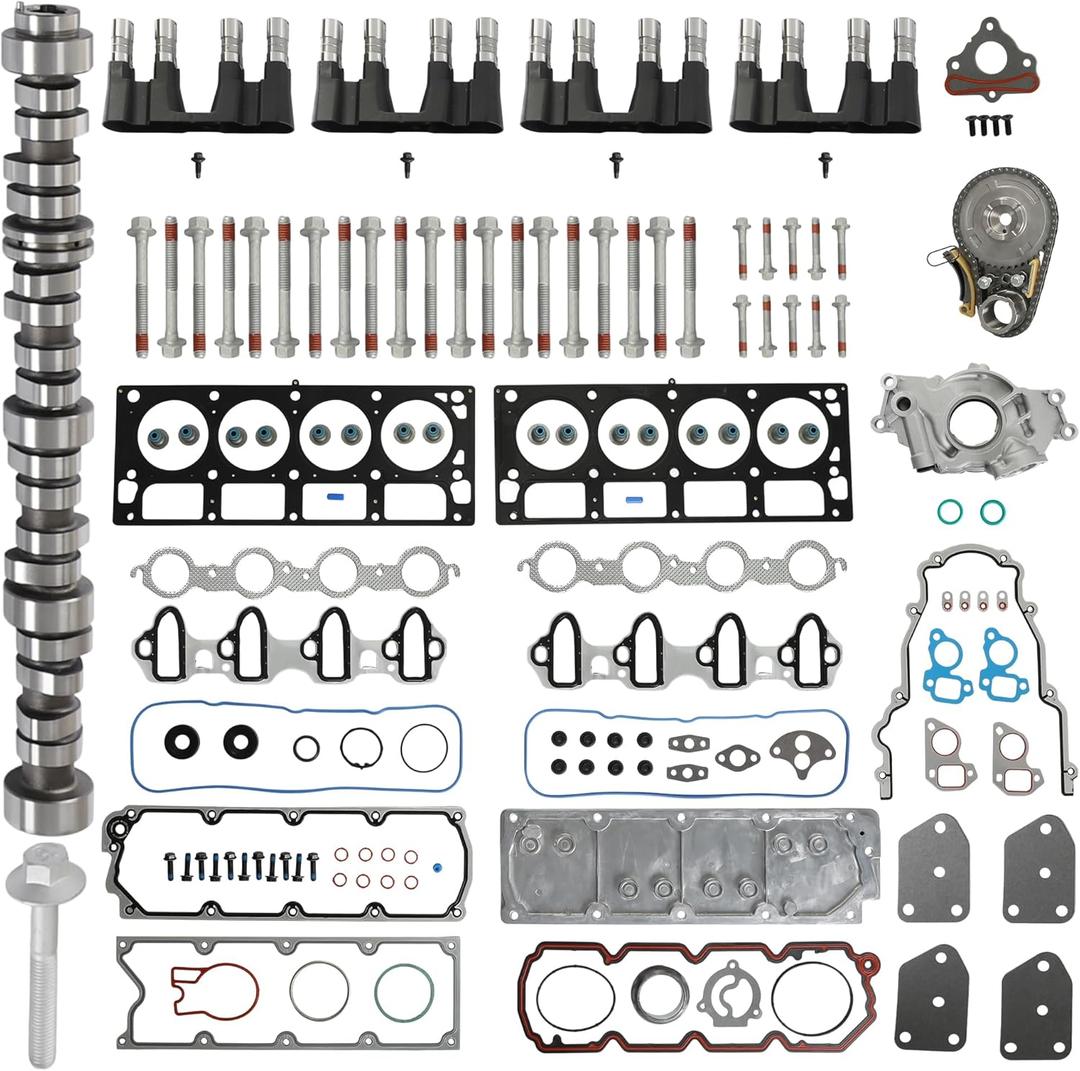 5.3 NON AFM DOD Camshaft Lifter Kit w/MLS Head Gasket & Bolts - Fit For 2007-2013 GM Silverado Tahoe Suburban Sierra Yukon LS (VIN J 0 3 7 M) - Replaces 12625436, HS26190PT-2
