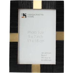 Handicrafts Home 5x7 Matted Decorative Picture Frame- Cute Photo Frame Black & Gold for Desk or Wall Hanging -Vertical Portrait Display cadres de photos for Home Decor, Vintage Black Frame