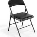 VINGLI 1 Pack Folding Chairs with Padded Seats, Metal Frame with Pu Leather Seat & Back, Capacity 350 lbs, Set of 1, Black