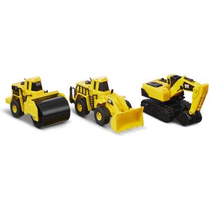CAT Construction Toys CAT Construction Die Cast Metal 3 Pack Vehicles - Steam Roller/Excavator/Wheel Loader for Ages 3+