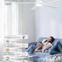 56" Ceiling Fan with Light, White Gold Ceiling Fan Remote Control - 3CCT, Quiet, Indoor Outdoor Ceiling Fans for Patios, Living Room, Kitchen