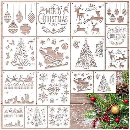 Pack of 2, Christmas Stencils for Crafts Reusable Christmas Holiday Window Snow Stencil for Painting on Wood Glass Wall Furniture DIY Ornament Door Hanger Sign (crafts16) Pack of 2, Christmas Stencils for Crafts Reusable Christmas Holiday Window Snow Stencil for Painting on Wood Glass Wall Furniture DIY Ornament Door Hanger Sign (crafts16)