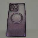 Misscase for iPhone 14 Pro Max Square Case Compatible with MagSafe,Full Protection Magnetic Glitter Camera Lens Protector Anti-Scratch Dust-Proof Net Night Purple