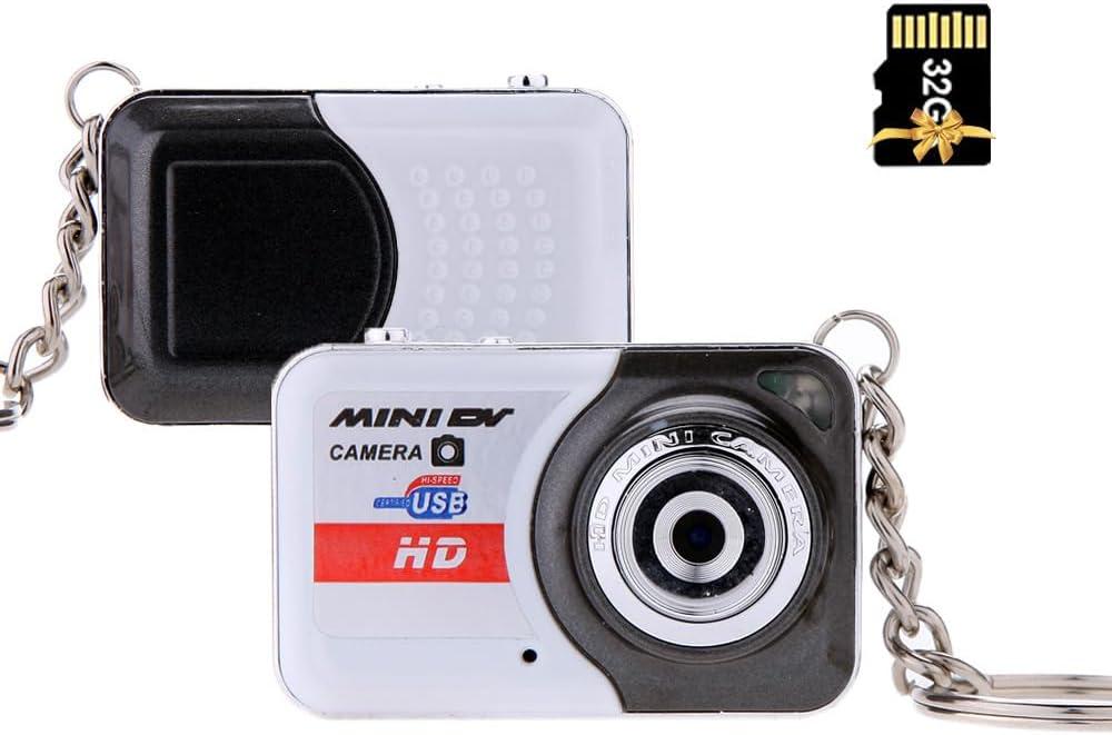 Andoer Digital Camera X6 Portable Camera Keychain, Ultra Mini High Denifition Kids Camera Mini DV with 32 GB Memory Card (Grey)