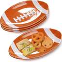 4 Pcs Football Serving Tray Melamine Football Plates Reusable Party Serving Dishes for Snacks Cookies Dessert Dishwasher Safe