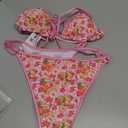 TASHEHE Women's Bikini Set High Leg Cut Double Straps Cute Triangle Swimsuit High Waist Two Piece Bathing Suit (Pink, L)