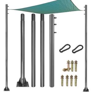 JENCEAILL Sun Shade Sail Poles 3M Sun Shade Sail Canopy 2 Pin Outdoor Heavy Duty Steel Post Suitable for Garden/Yard/Pool/Patio (2 Poles 3m)