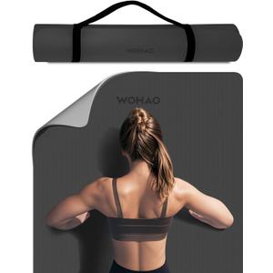 8mm Extra Wide 80cm Yoga Mat Non Slip | Spacious 80cm x 72" mat for tall users, gym, pilates. POE, reversible dual-color, non-slip, tear-proof, odorless, strap.