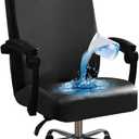 Shukii Waterproof Office Chair Cover PU Leather Computer Seat Covers Stretch Rotating Chair Slipcover with Elastic Bottom Universal Chair Protectors for Rotating Boss Chair (Black, Large)
