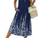 Zeagoo Women Beach Summer Midi Dress 2026 Sleeveless Casual Beachy Sundress Button Down Loose Tank Dresses with Pockets (Blue, XXL)