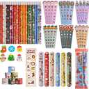 NVAZIOP Christmas Party Favors 24 Pack Stationery Set Bulk Goodie Bag Suffers Class Gifts Classroom School Holiday Treat for Students Stockings Pencils Rulers Erasers Stickers slap bracelets