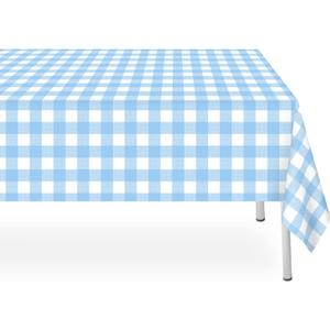 6 Pack Blue and White Checkered Tablecloth, Blue Plastic Table Cloths for Parties Disposable, 54 x 108 inch Waterproof Blue Gingham Camping Tablecloth for Birthday, Party, Picnic