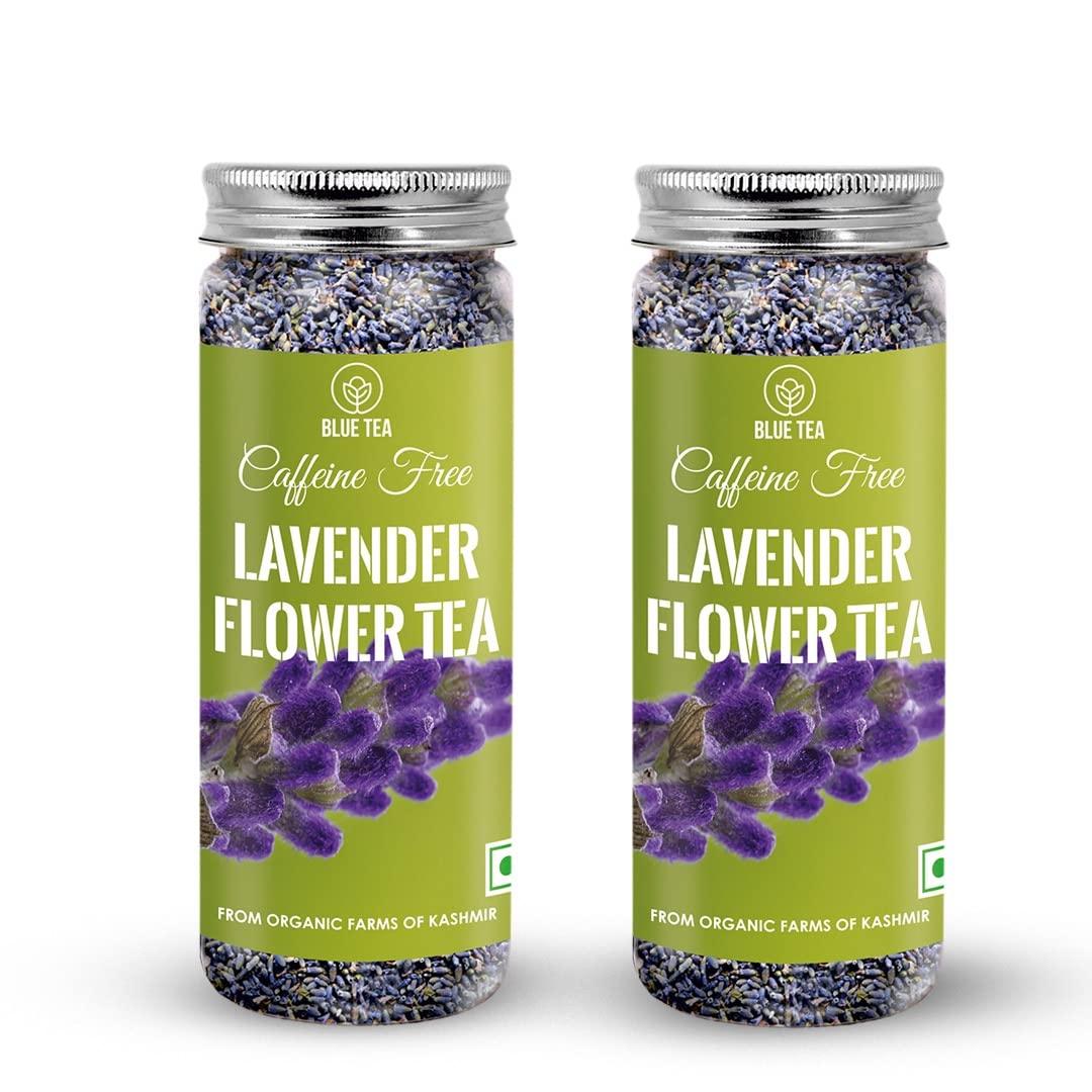 BLUE TEA - Lavender Tea - 2.1 Oz (Pack of 2) - Loose | MOOD ENHANCING TEA | Herbal Tea - Flower Based - Vegan - Non-GMO - Calming Tea - Gluten Free | Reusable Pet Jar (EXP 02/06/26)