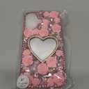 for iPhone 16 Glitter Floral Case,Cute Luxury Colorful Retro Oil Painting Printed Flowers with Bling Sparkly Ring Kickstand Shockproof Protective Cover for Girls Women for iPhone 16