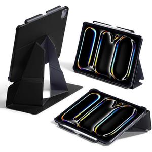 MOFT Folio Case for iPad Pro 12.9" (3~6 gen.) with Detachable Pencil Holder, Protective & Lightweight, Durable MOVAS Material and Comfortable Touch for Browsing, Drawing & Studying,Jet Black