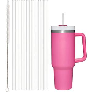 6 x 8Pack Replacement Straws for Stanley 40oz 30oz 20oz 14oz Tumbler, Airboat Reusable Clear Straws Compatible with Stanley Adventure Quencher Travel Mug Cup, Plus Cleaning Brush
