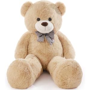 Poutmac Big Teddy Bear 4Ft Giant Soft Stuffed Animals Cute Plush Toy for Girlfriend Women Kids for Valentine's Christmas Birthday (Light Brown, 47 inches)