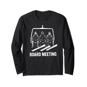 Snowboard Board Meeting Ski Lift Skier Winter Sports Long Sleeve T-Shirt Size L