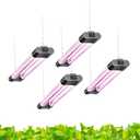 Hlite 16inch 4 Pack LED Grow Lights - Linkable Grow Lights for Indoor Plants, Full Spectrum Plant Lights Plug and Hanging Design with On/Off Switch Hanging Grow Light from seedling to Flowering, Black