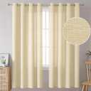 BGment Faux Linen Curtains 72 Inch Length 2 Panels for Living Room Bedroom, Thick Long Burlap Textured Nautral Light Filtering Grommet Window Curtain Drapes, 52 x 72 Inch, Beige