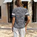 GRACE KARIN Women Boho Floral Tops, Summer Short Eyelet Sleeve Dressy Casual Shirts, Spring Button Down Blouse 2026 Trendy