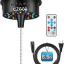 Disco Ball Motor with Light, 0/3/6/9/12/15 RPM Rotating Adjustable Speed Spinner with Remote, 6.5ft Detachable Power Cable/Battery/USB-C Power Mode, Supports 4'' - 16'' Mirror Balls for Party Outdoor
