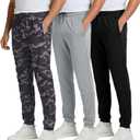 Real Essentials 3 Pack: Men's Tech Mesh Active Athletic Casual Jogger Sweatpants with Pockets (Medium)
