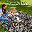 OLANLY Outdoor Rug Waterproof 5x8 ft Clearance, Reversible Outdoor Plastic Straw Rug with Floral Pattern, RV Mat for Patio, Camping, Balcony, Deck, Backyard, Black & Beige