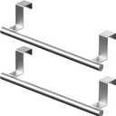 Over Cabinet Towel Bar 9", Kitchen Towel Rack Over Cabinet Door, Stainless Steel Cabinet Door Towel Holder, Dish Towel Holder for Cabinet Door, Silver, 2 Pack