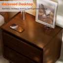 25x43" Walnut Finish Nightstand with Charging Station Mid Century Modern Night Stand with Leg Wood Bedside Table with Drawers Nightstand for Bedroom Dorm