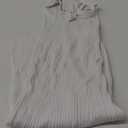 MEROKEETY Womens 2025 Summer V Neck Knit Midi Dress Bodycon Casual Sleeveless Ribbed Party Sweater Dresses (Small, White)