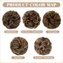 SARLA 2PCS Messy Hair Bun Hair Pieces Wavy Curly Synthetic Updo Fake Scrunchies Ponytail Extension for Women Chocolate
