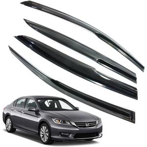 LETINGFAR Rain Guards for Honda Accord 2013-2017 4-Door Sedan, Black Modern Outside Mount Tape-on Side Window Deflectors for Cars, 4 pcs