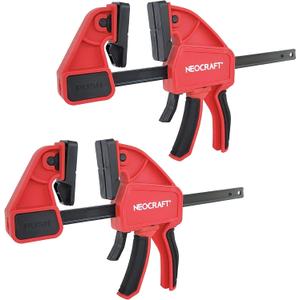 Neocraft 2-Pack Bar Clamps for Woodworking, One-Handed Clamp/Spreader, 6 Inches Strong Wood Clamps Set, medium-Duty Quick-Change F Clamp with 360 lbs clamping force